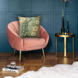 Timeless Art Nouveau Peacock Accent  Cushion