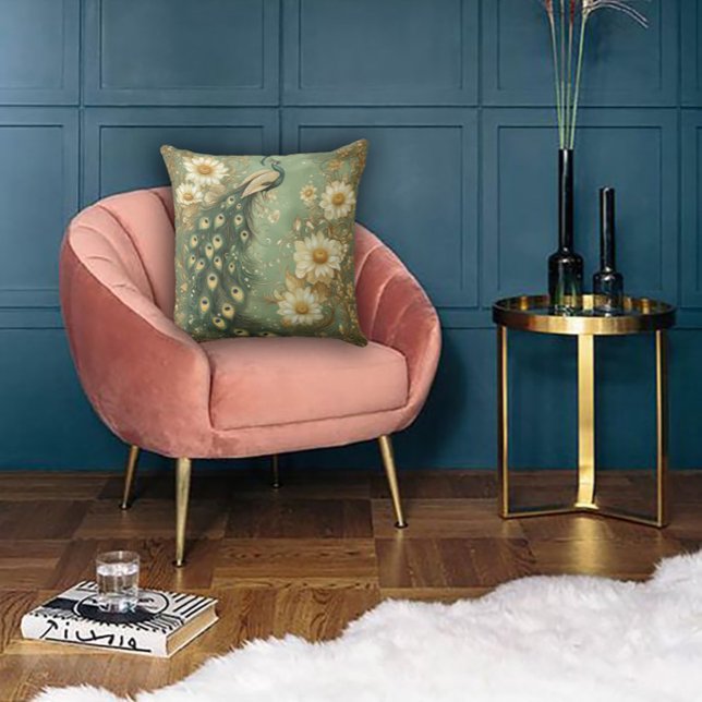 Timeless Art Nouveau Peacock Accent  Cushion (Creator Uploaded)