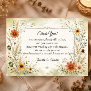 Timeless Autumn Garden Floral Wedding Thank You Card