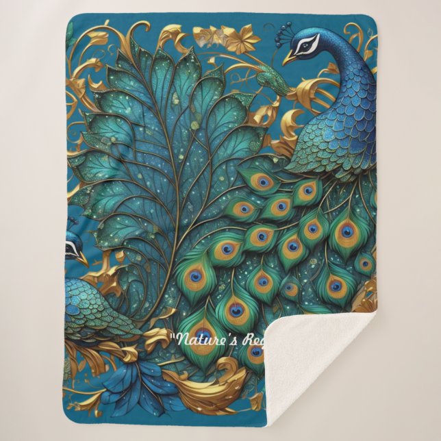 "Timeless beauty of Peacock" Sherpa Blanket (Front)