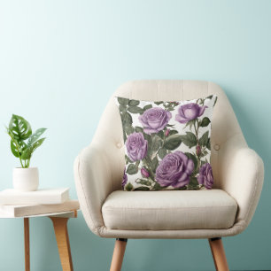 "Timeless Beauty: Purple Provincial Vintage Roses" Cushion