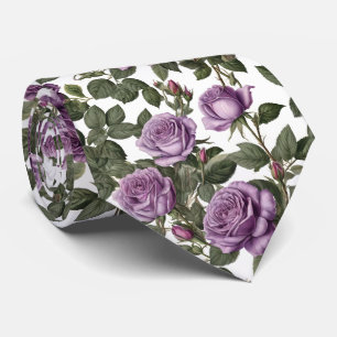 "Timeless Beauty: Purple Provincial Vintage Roses" Tie