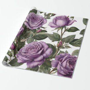 "Timeless Beauty: Purple Provincial Vintage Roses" Wrapping Paper