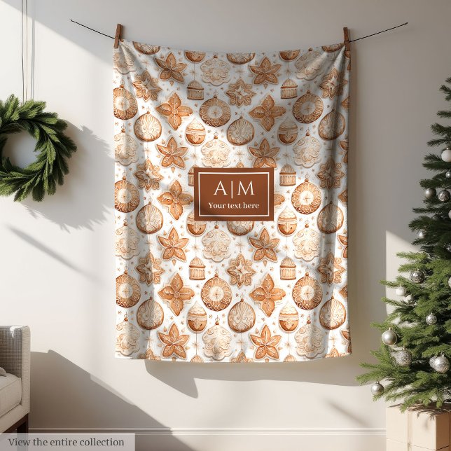 Timeless beige watercolor festive custom blanket  (Earthy ivory watercolor custom name holiday throw)