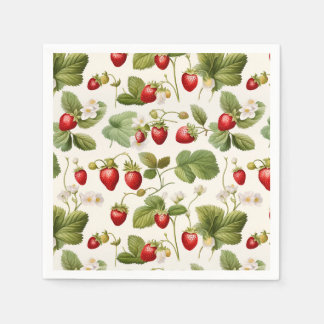 Timeless Berry Bliss Strawberry Pattern Napkin