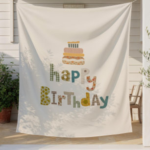 Timeless Birthday Banner, Personalised Bday Backdr Tapestry