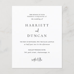 Timeless Black and White Budget Wedding Invitation Flyer
