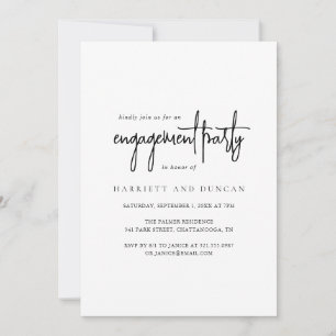 Timeless Black and White Elegant Engagement Party Invitation