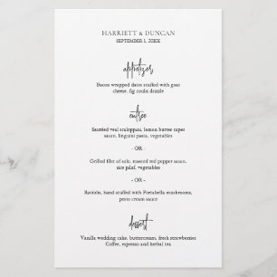 Timeless Black and White Elegant Wedding Menu