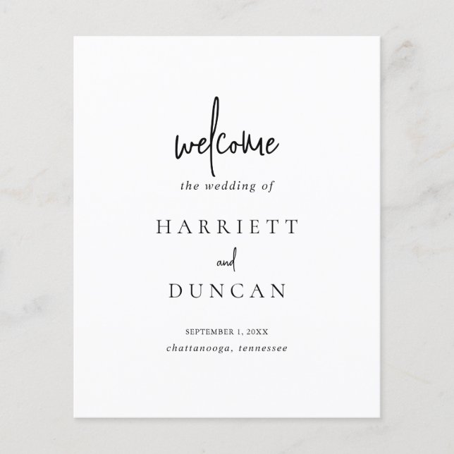 Timeless Black and White Elegant Wedding Program (Front)