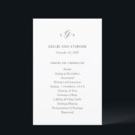 Timeless Black and White Elegant Wedding Program<br><div class="desc">Classic style wedding programs featuring a simple yet elegant design with your three initial monogram at the top along with your event details in traditional serif fonts.</div>