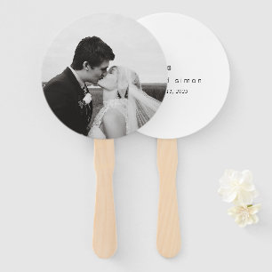 Timeless Black and White Monogram Modern Wedding Hand Fan