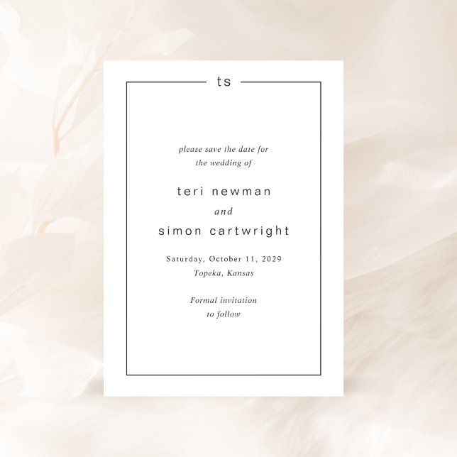 Timeless Black and White Monogram Modern Wedding Save The Date (Creator Uploaded)