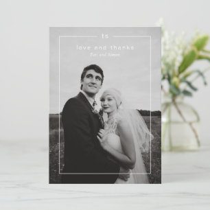 Timeless Black and White Photo Modern Wedding Thank You Card