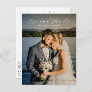 Timeless Black and White Photo Wedding Thank You Postcard