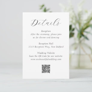 Timeless Black and White QR Code Elegant Wedding Enclosure Card