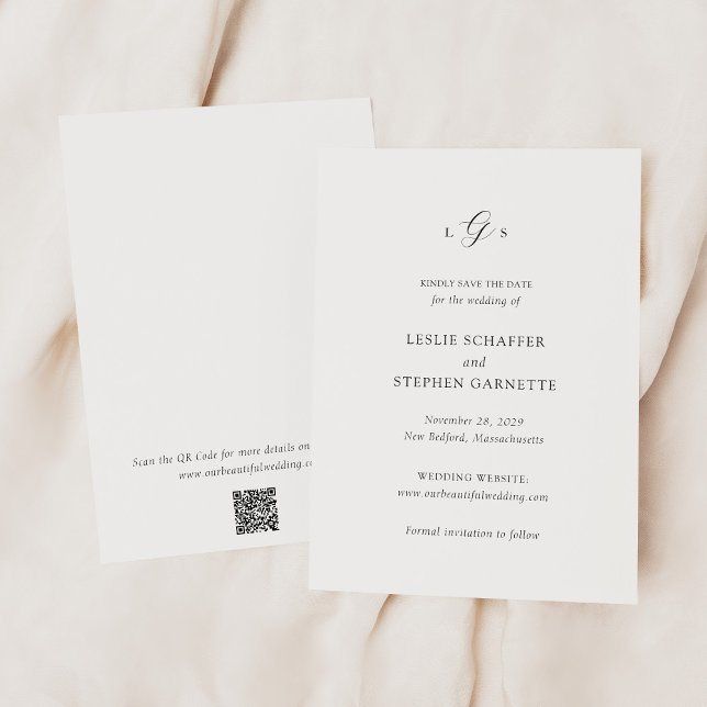 Timeless Black and White QR Code Elegant Wedding Save The Date (Creator Uploaded)