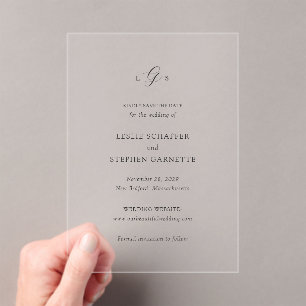 Timeless Black and White Wedding Save the Date Acrylic Invitations