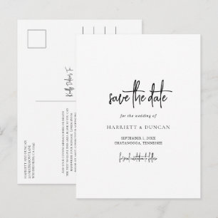 Timeless Black and White Wedding Save the Date Announcement Postcard