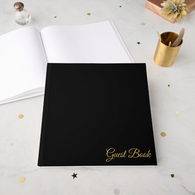 Timeless Black Guest Book for Memories and Notes (Front Open)