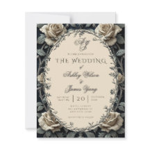 Timeless Black Romantic Floral Wedding Invitation