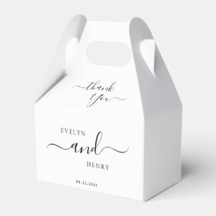Timeless Black Script on White Monogram Wedding Favour Box