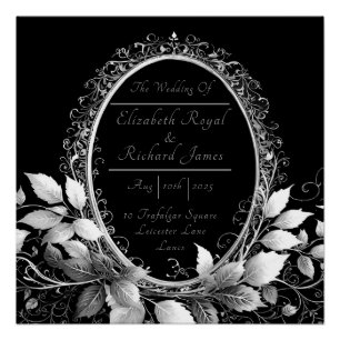 Timeless black-tie wedding celebration poster