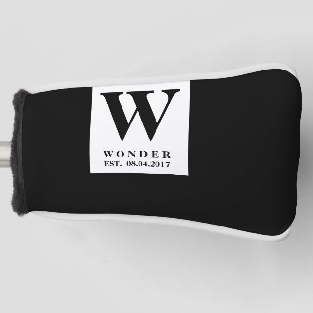 Timeless Black Wedding Golf Head Cover (Front)
