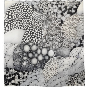 Timeless Black White Abstract - Rhythm Harmony Shower Curtain