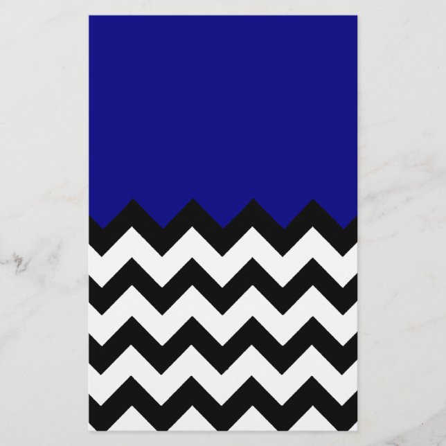 Timeless Black White Chevron On Navy Blue Pattern (Front)