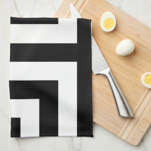 Timeless Black White Greek Key Kitchen Towel