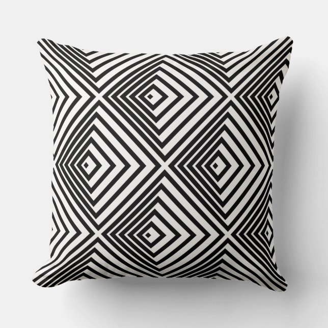 Timeless Black & White Nested Box Pattern Cushion (Front)