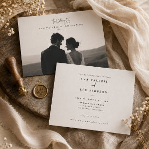 Timeless Black & White Photo Wedding Invitation