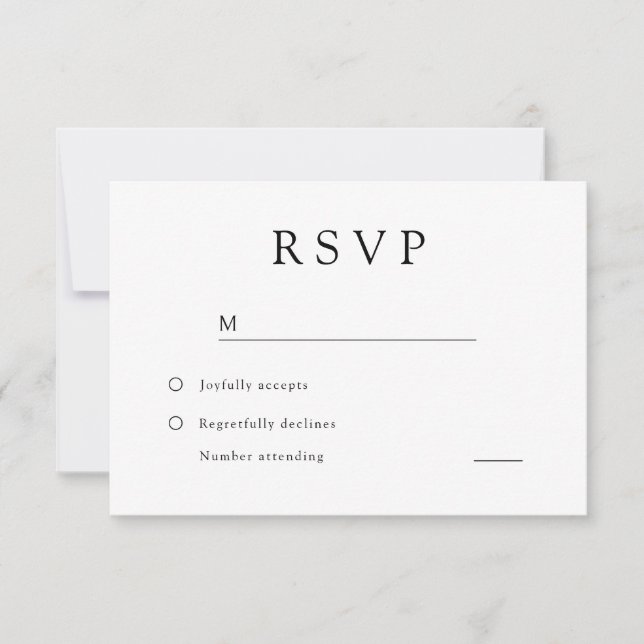 Timeless Black & White Wedding RSVP Card (Front)