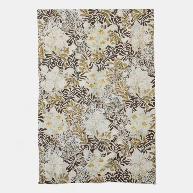 Timeless Bloom Floral & Leaves Pattern Tea Towel (Vertical)