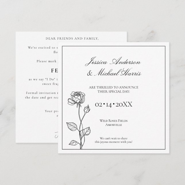Timeless Bloom with text Save The Date Card (Front/Back)