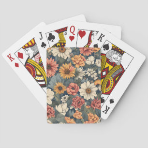 Timeless Blossoms, Vintage Floral Patterns Playing Cards