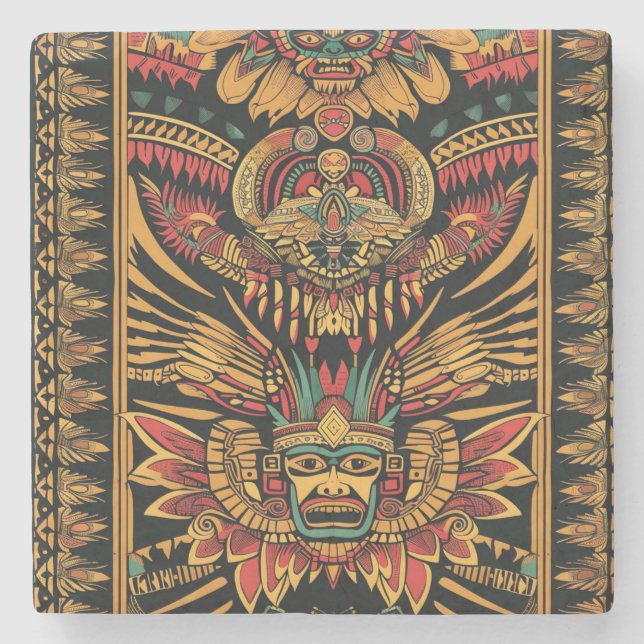 Timeless Blue "Aztec Dream" Marble Stone Coaster (Front)