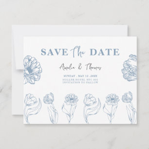 Timeless Blue Blossoms Save the Date Holiday Card