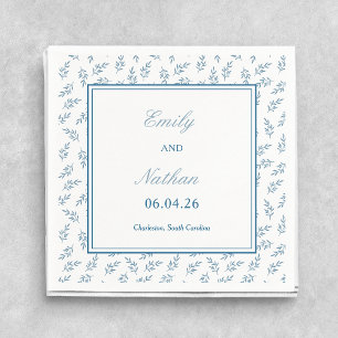 Timeless Blue Garden Elegant Classic Wedding  Napkin