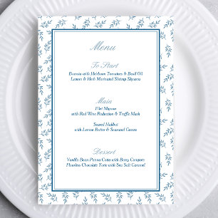 Timeless Blue Garden Elegant Old Money Wedding Menu