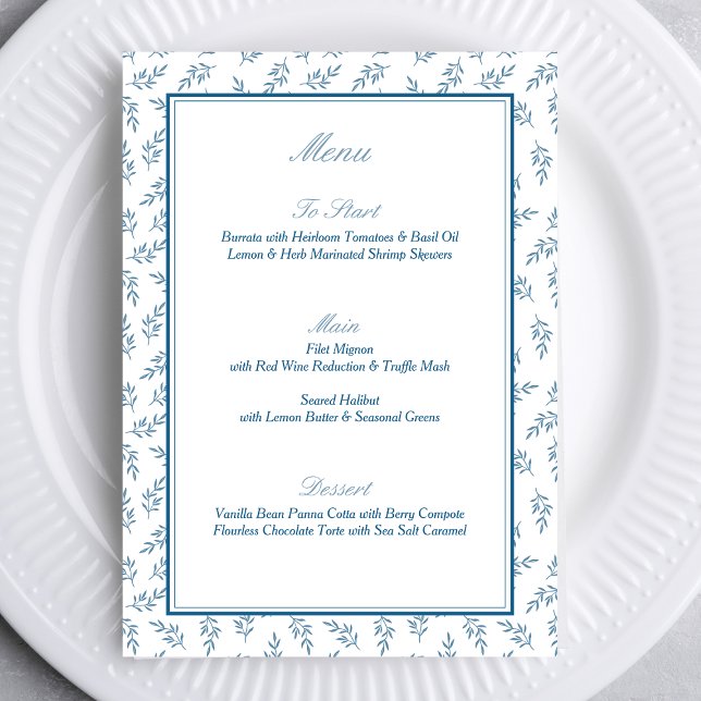 Timeless Blue Garden Elegant Old Money Wedding Menu (Creator Uploaded)