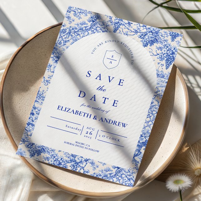 Timeless Blue White Porcelain Wedding Save The Date (Creator Uploaded)