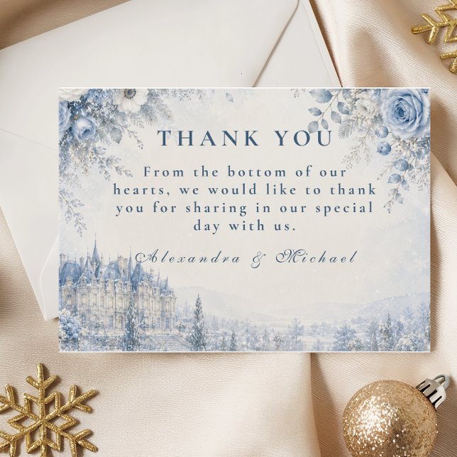 Timeless Blue Winter Wedding Thank You Card (Creator Uploaded)