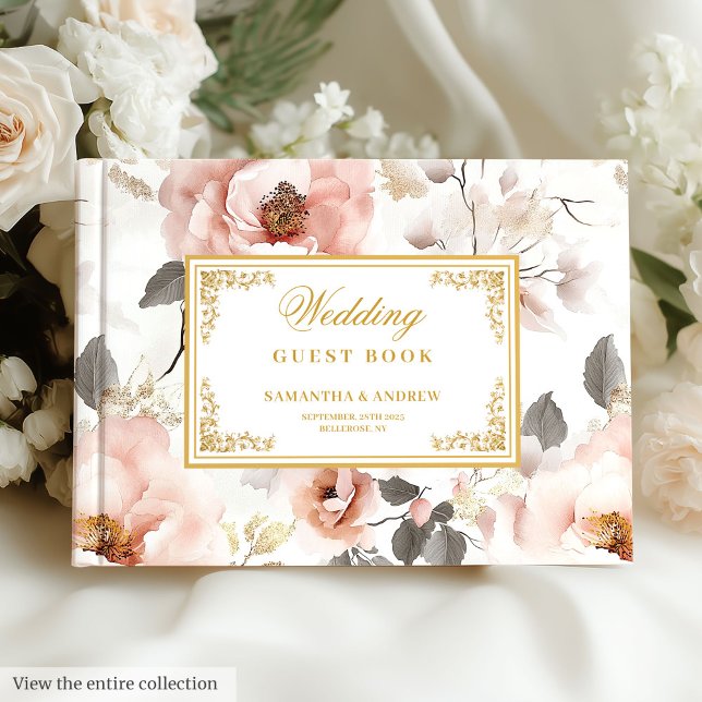 Timeless Blush Gold Watercolor Wedding Guest Book (Timeless Blush Gold Watercolor Wedding Guest Book

)