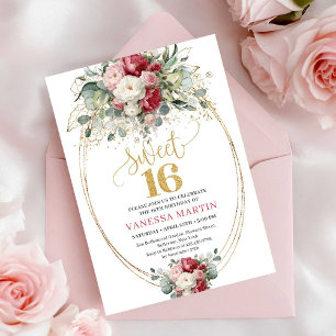 Timeless Blush White Greenery Sweet 16 Birthday  Invitation