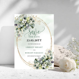 Timeless Bohemian Eucalyptus Save The Date Card