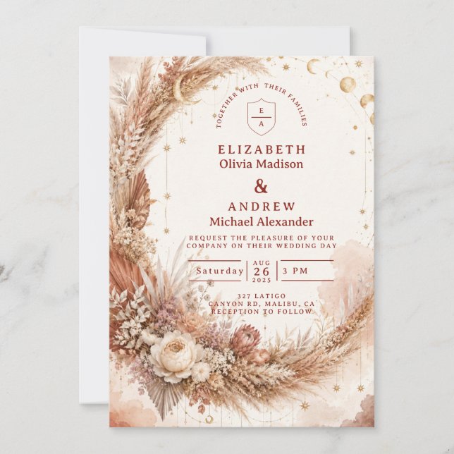Timeless Boho Celestial Wedding Invitation (Front)