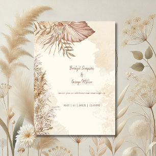 Timeless Boho Neutral Wedding Invitation