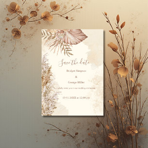 Timeless Boho Neutral Wedding Save the Date Invitation